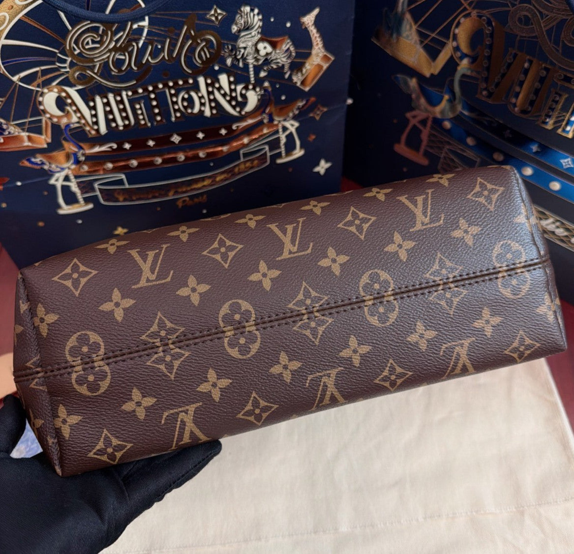 Louis Vuitton Graceful PM Monogram Top Handle Shoulder Bag Brown Gold Women