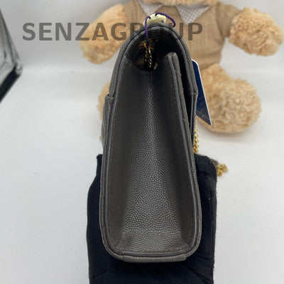 Saint Laurent Envelope Small Chain Shoulder Bag Grey Gold Women's Classic