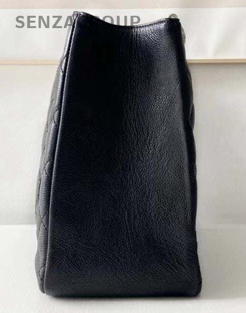 Chanel GST Calfskin Leather Chain Shoulder Bag Black Silver Women Classic