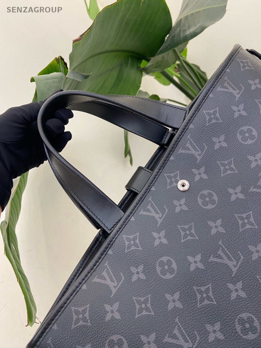 Louis Vuitton Saumur Tote Monogram Top Handle Bag Black Unisex Adults Classic