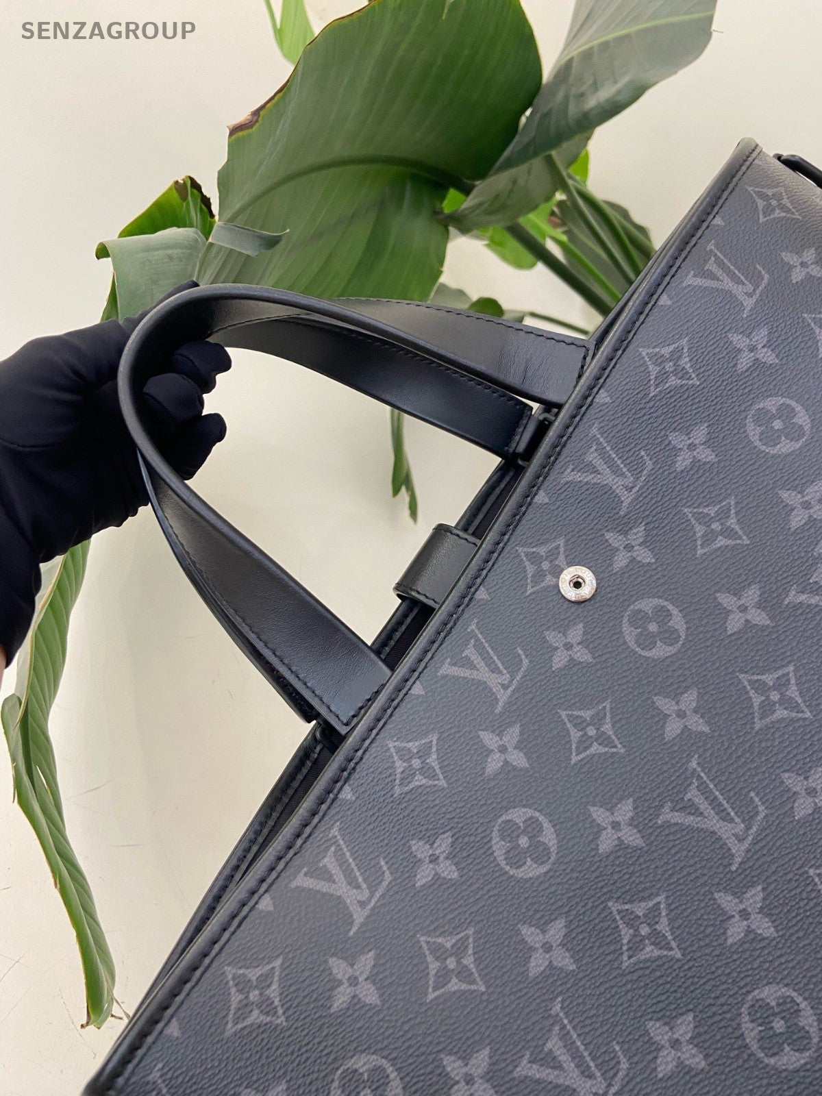 Louis Vuitton Saumur Tote Monogram Top Handle Bag Black Unisex Adults Classic