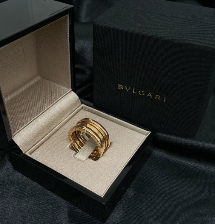 Bvlgari B. Zero1 3 Band Ring 18k Rose Gold Size 56