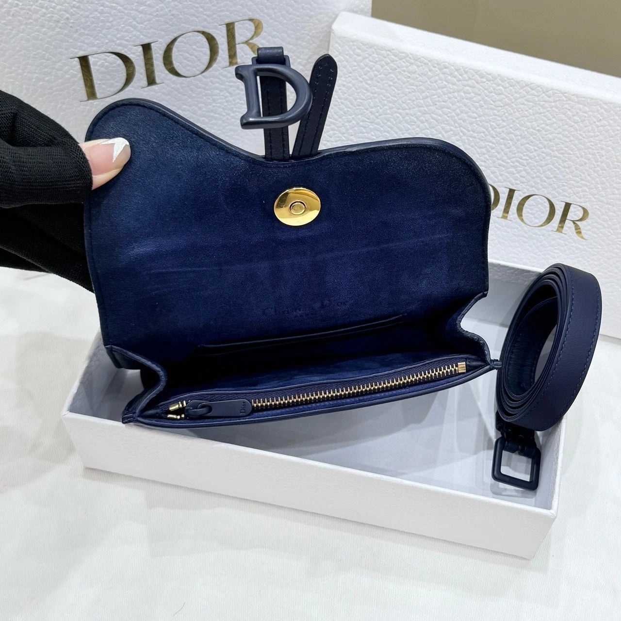 Dior Saddle Small Navy Blue Crossbody Waist Bag For Women