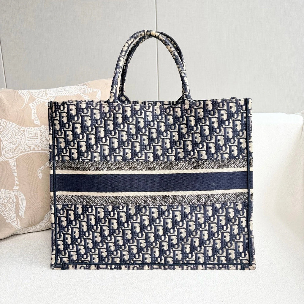 Dior Book Tote Blue Top Handle Tote Bag Excellent
