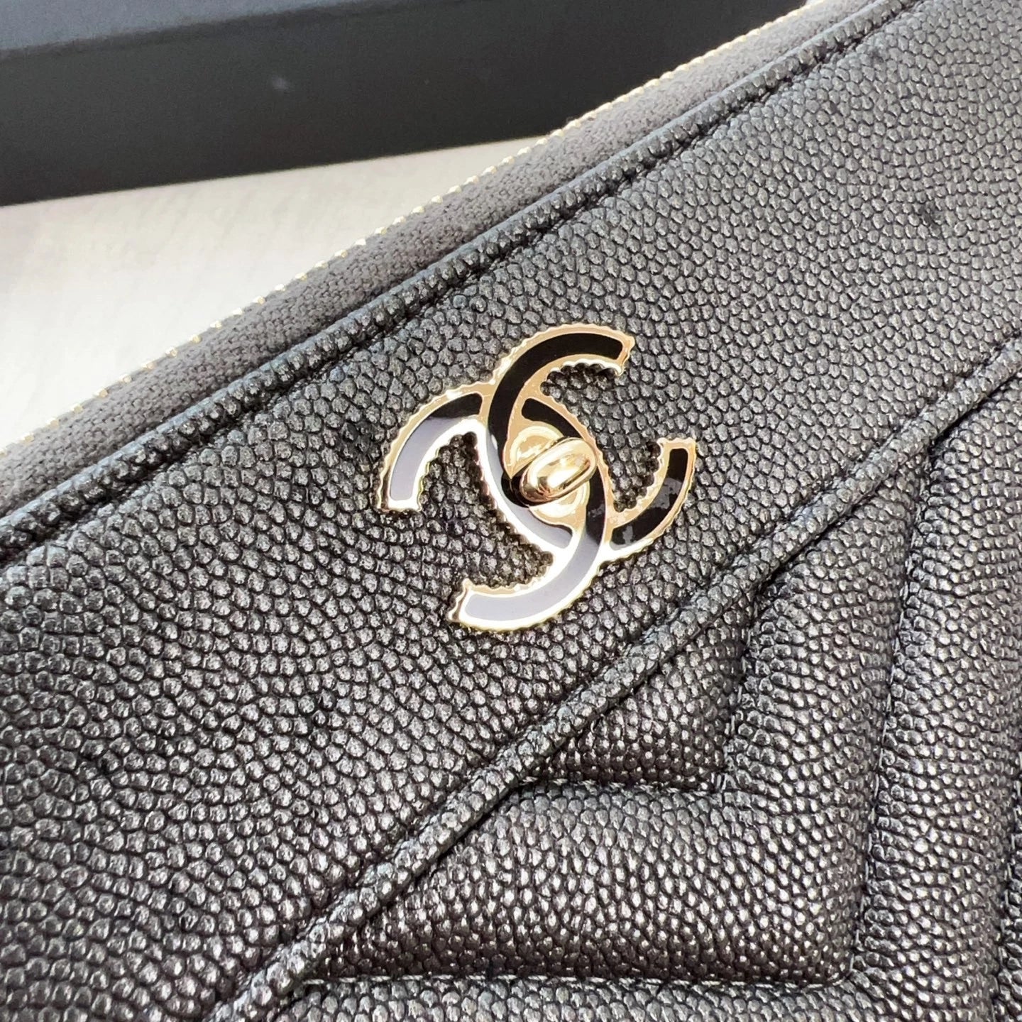 CHANEL Black Gold Caviar Leather WOC Shoulder Bag For Women