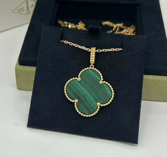 Van Cleef &amp; Arpels Magic Alhambra Long Necklace 18k Yellow Gold Green Malachite