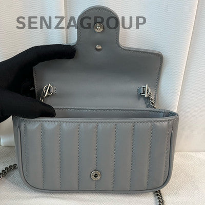 Gucci Mini Marmont Bag in Grey Silver Chain Shoulder Crossbody Classic