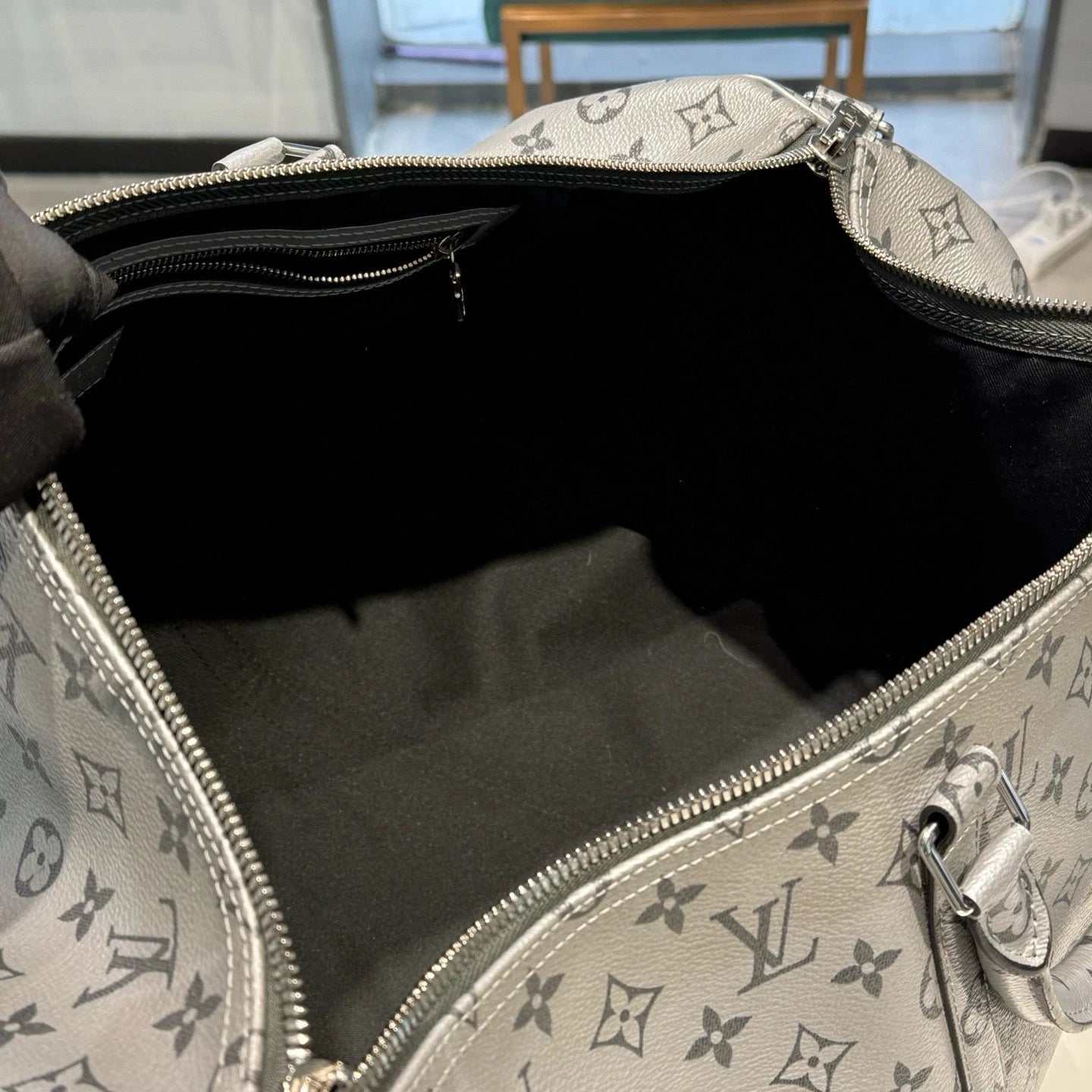 Louis Vuitton Limited Runway Keepall50 Silver Travel Bag Women