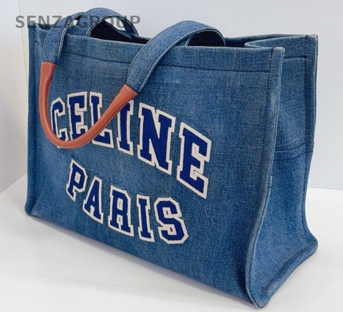 Celine American-style logo Tote Denim Shoulder Handbag
