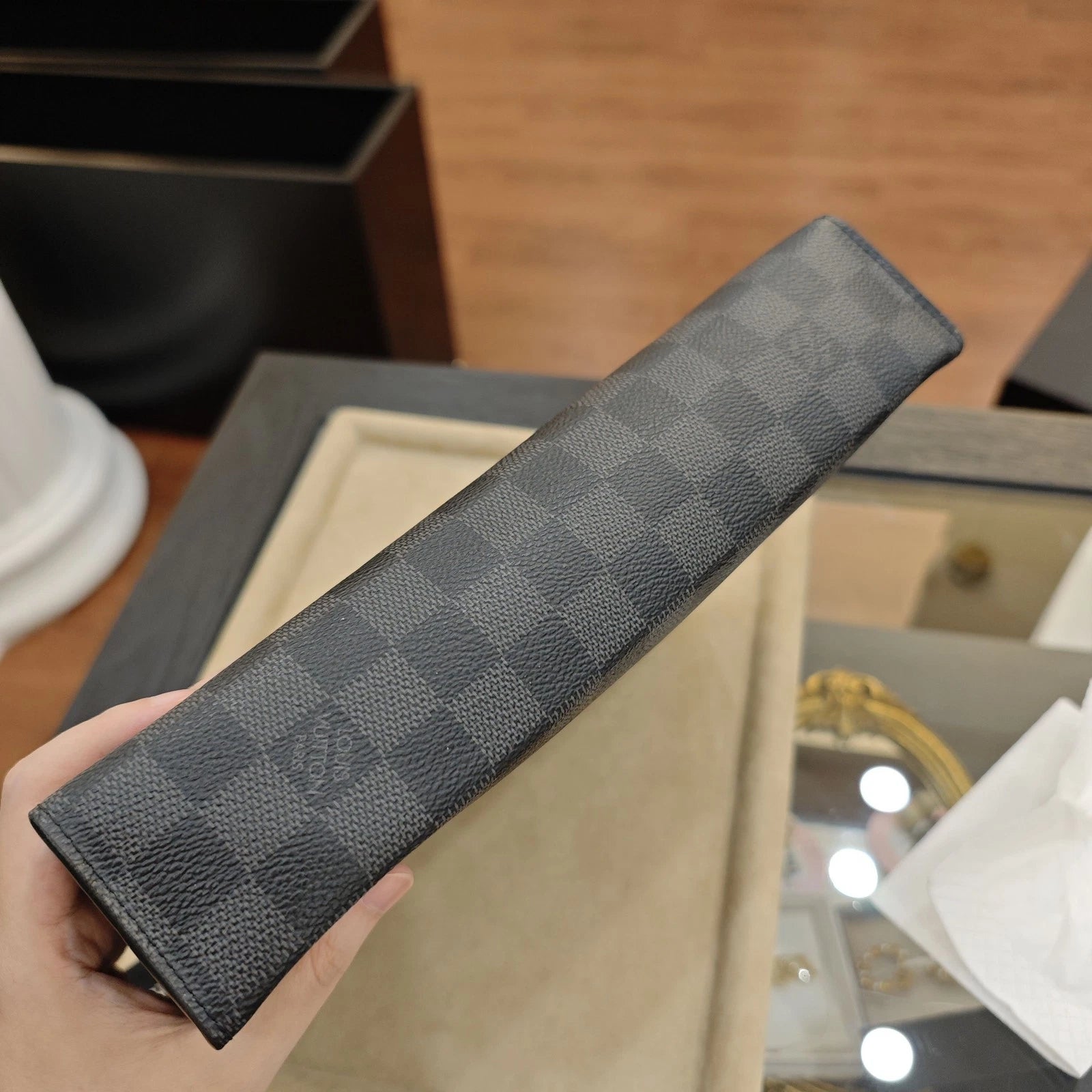 Louis Vuitton Black Damier Canvas Toiletry Pouch For Women