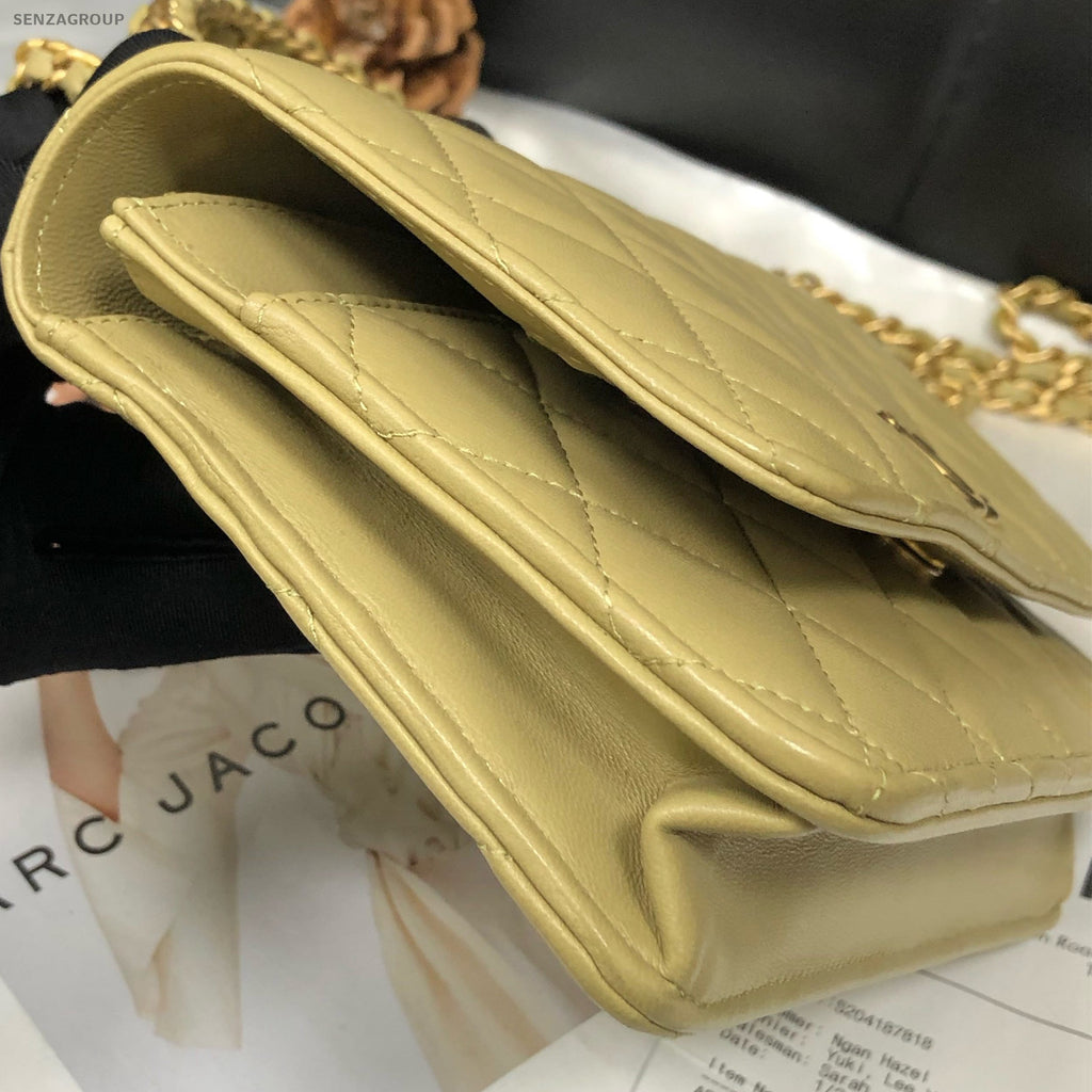 Chanel Lambskin WOC Chain Shoulder Crossbody Bag Yellow Gold Quilted Classic