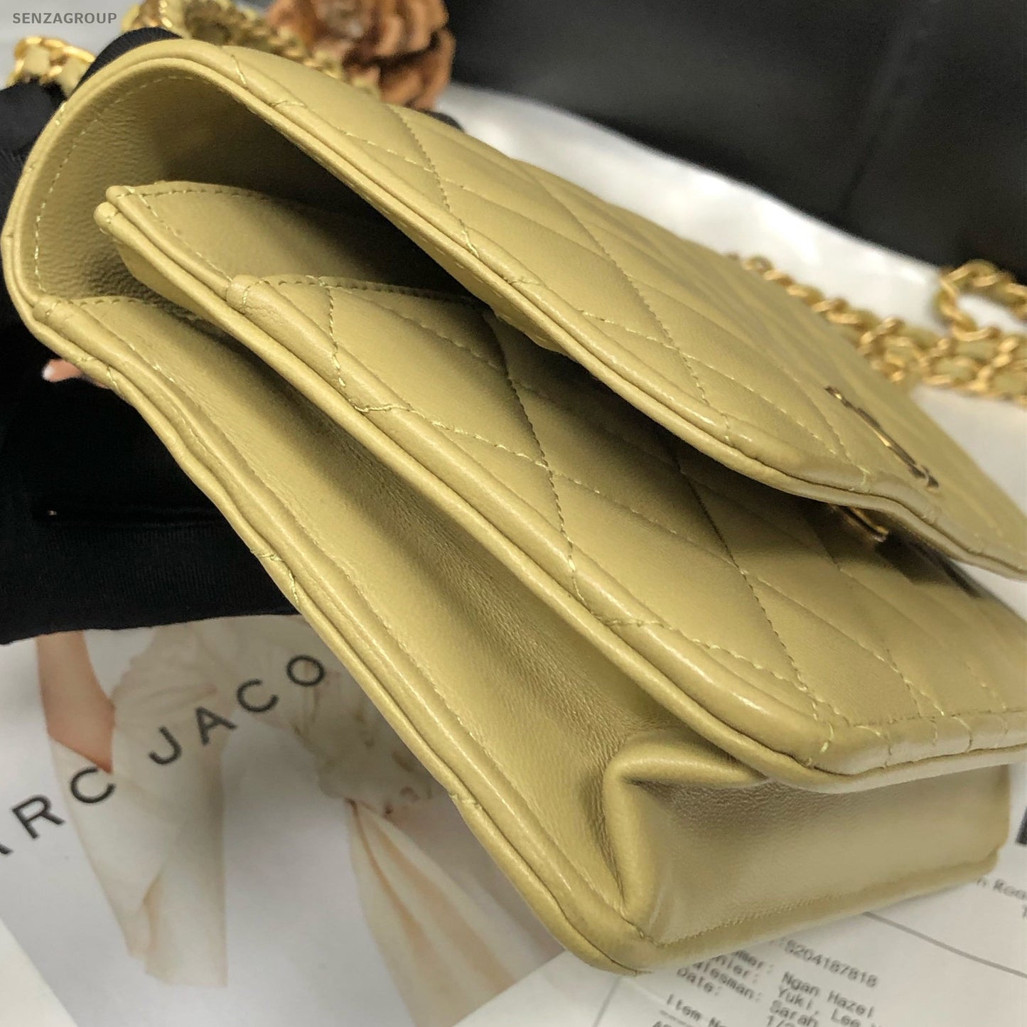 Chanel Lambskin WOC Chain Shoulder Crossbody Bag Yellow Gold Quilted Classic