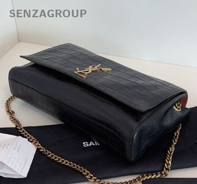 Saint Laurent Kate Chain Shoulder Bag Crossbody Black Gold Women Classic Fashion