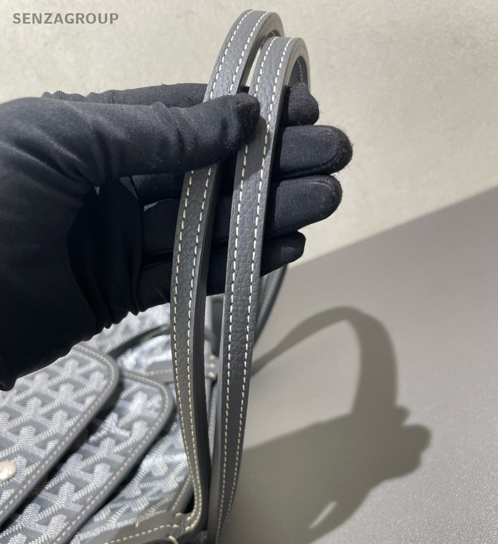 Goyard Hardy Tote PM Canvas Calfskin Shoulder Bag Gray Silver Unisex Adults