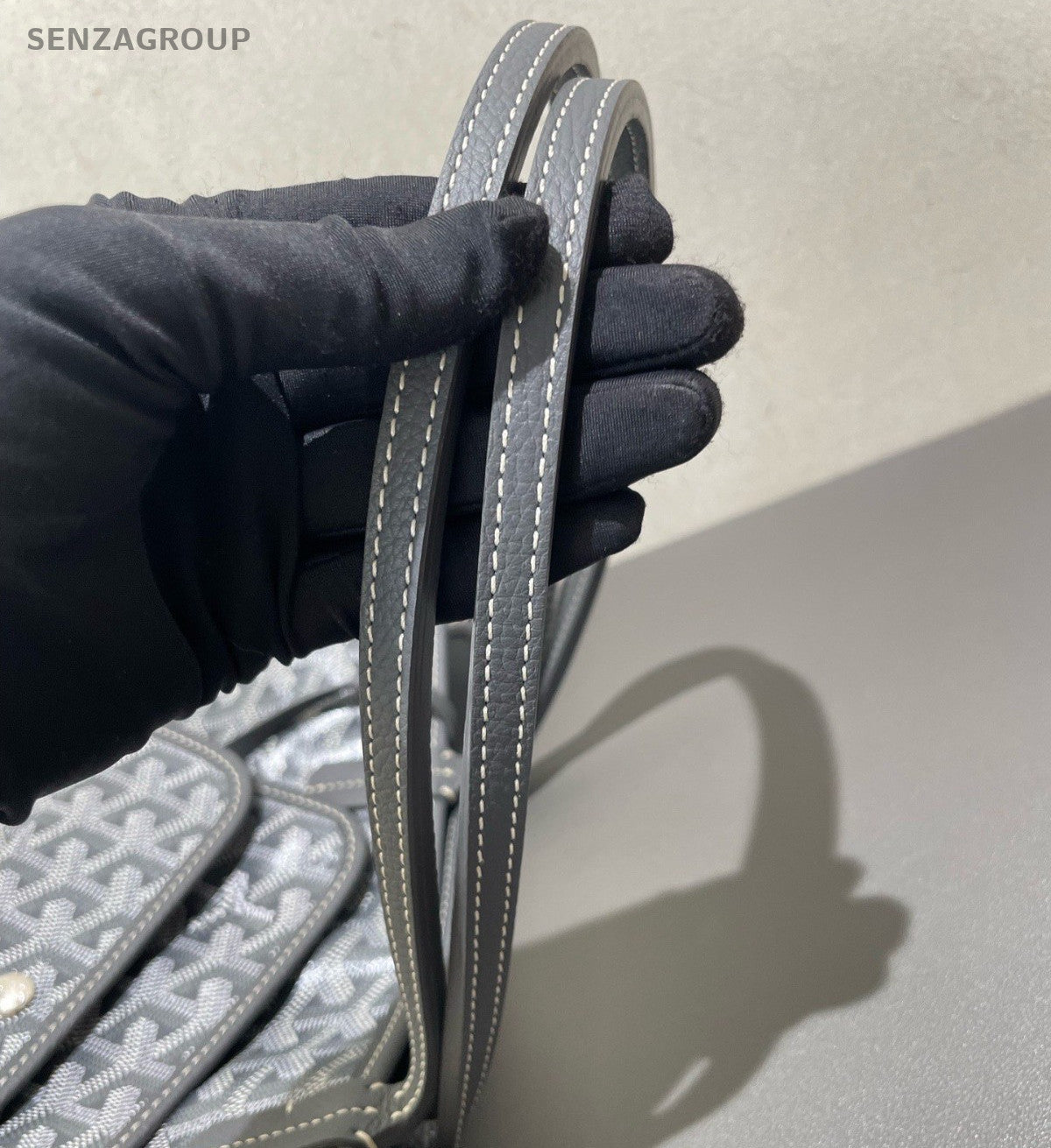 Goyard Hardy Tote PM Canvas Calfskin Shoulder Bag Gray Silver Unisex Adults