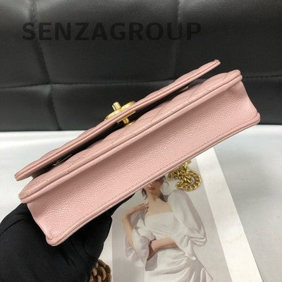 Chanel Pink Gold WOC Chain Shoulder Crossbody Bag Women Classic