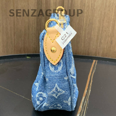 Louis Vuitton Denim Monogram Blue Gold Clasp Tote Shoulder Bag Women