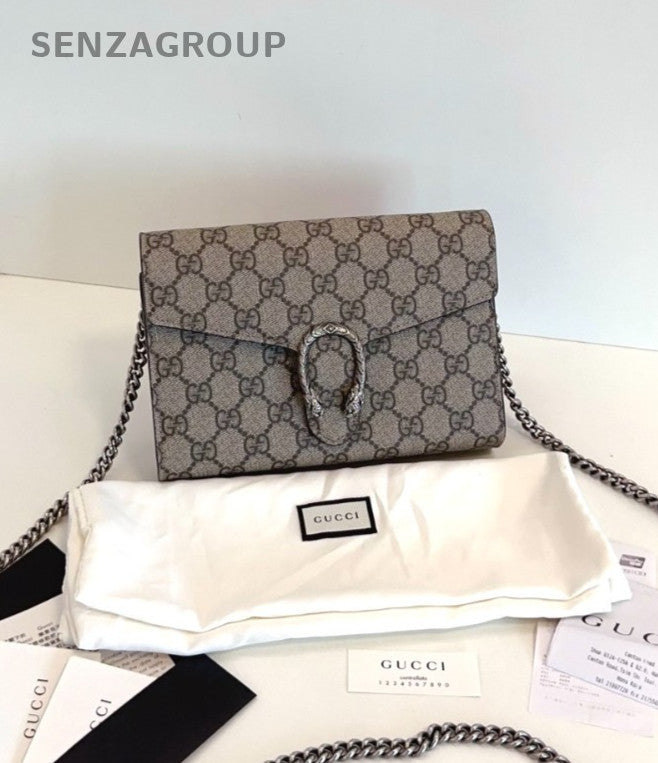 GUCCI Dionysus Woc Monogram Chain Shoulder bag Crossbody camel color Women