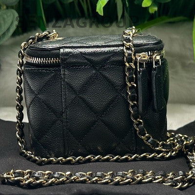 Chanel 23S Mini Vanity Black Caviar Leather Chain Crossbody Bag