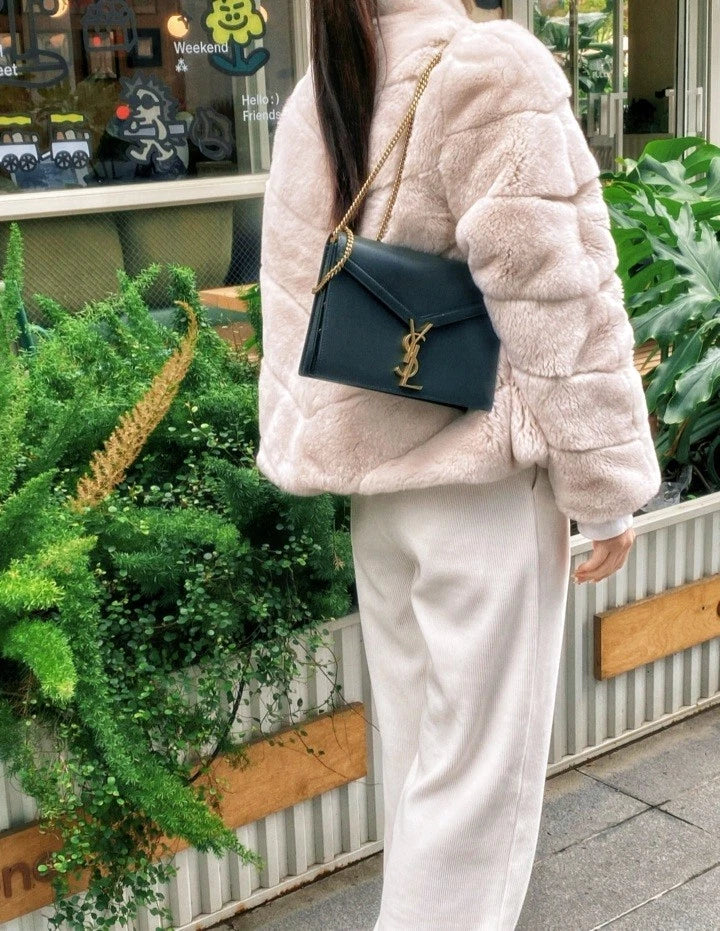 YSL Cassandra Green Calfskin Shoulder Crossbody Bag For Women