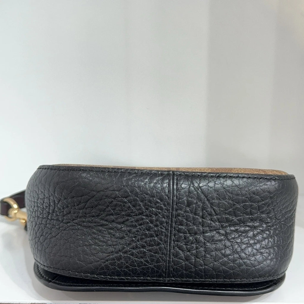 Coach Brown Suede Monogram Shoulder Crossbody Handbag For Women