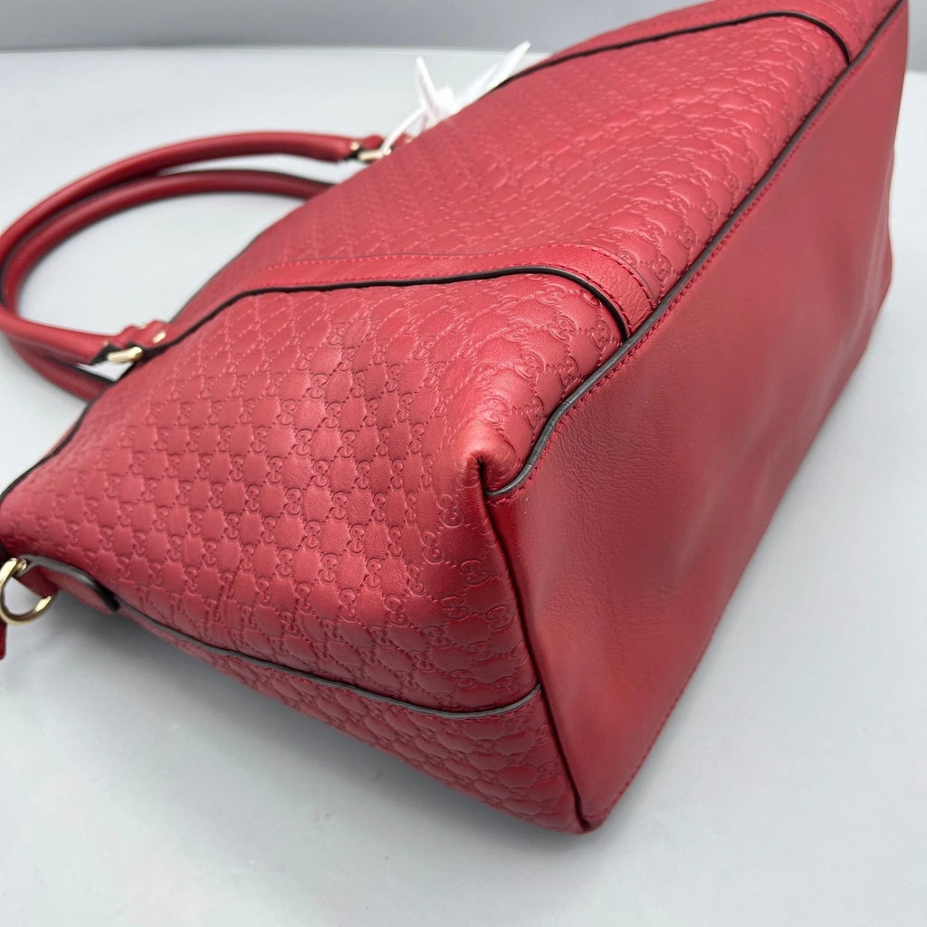 Gucci Red Leather Dumpling Top Handle Bag For Women