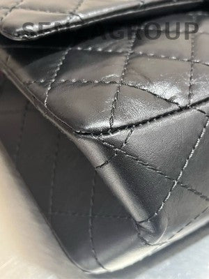 Chanel 2.55 Small Black Gold Calfskin Chain Shoulder Bag Classic Quilted