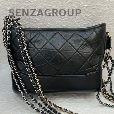 Chanel Gabrielle Hobo Bag Black Gold Small Chevron Chain Shoulder Bag