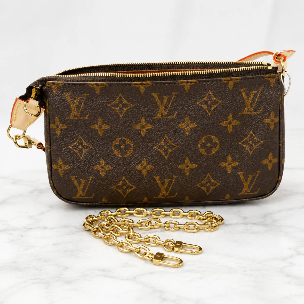 Louis Vuitton Pochette Accessories Monogram Canvas Shoulder Bag Excellent