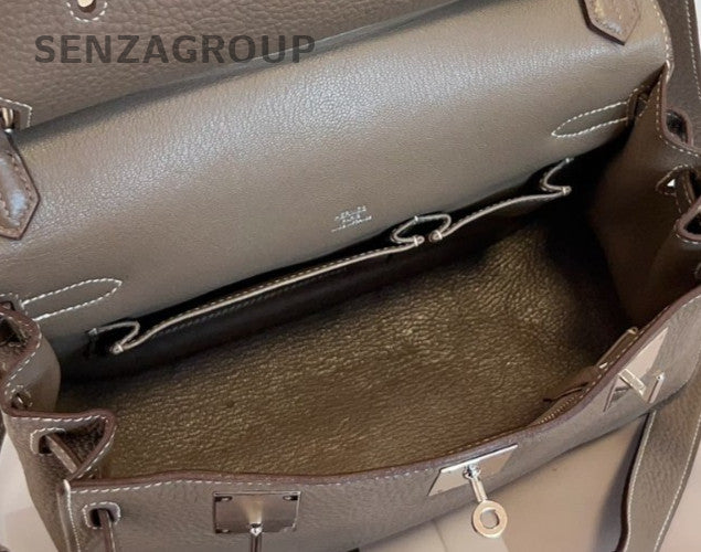 Hermes Jypsiere28 Saddle Bag Shoulder Bag Crossbody Gray Silver Unisex Adults