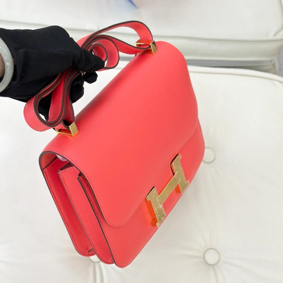 Hermes Constance 24 Epsom Shoulder Crossbody Bag Red Gold Women S
