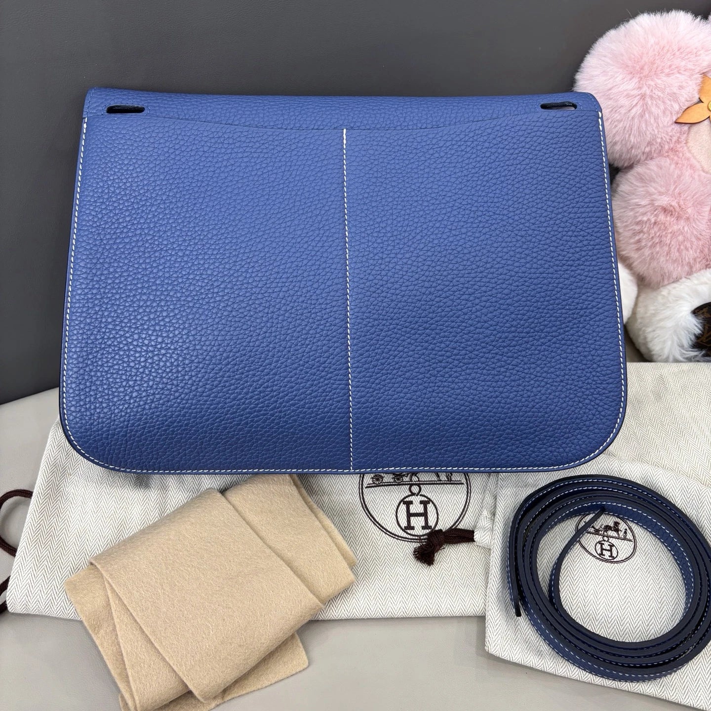 Hermes Halzan31 Top Handle Crossbody Blue Silver Women Classic Fashion