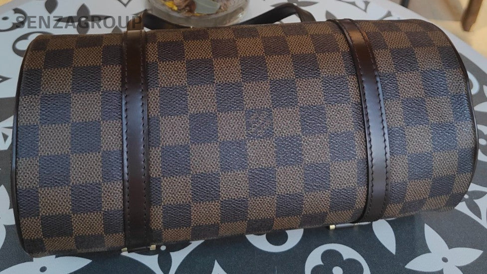 Louis Vuitton Damier Top Handle Bag Brown Gold Red Unisex Adults Classic