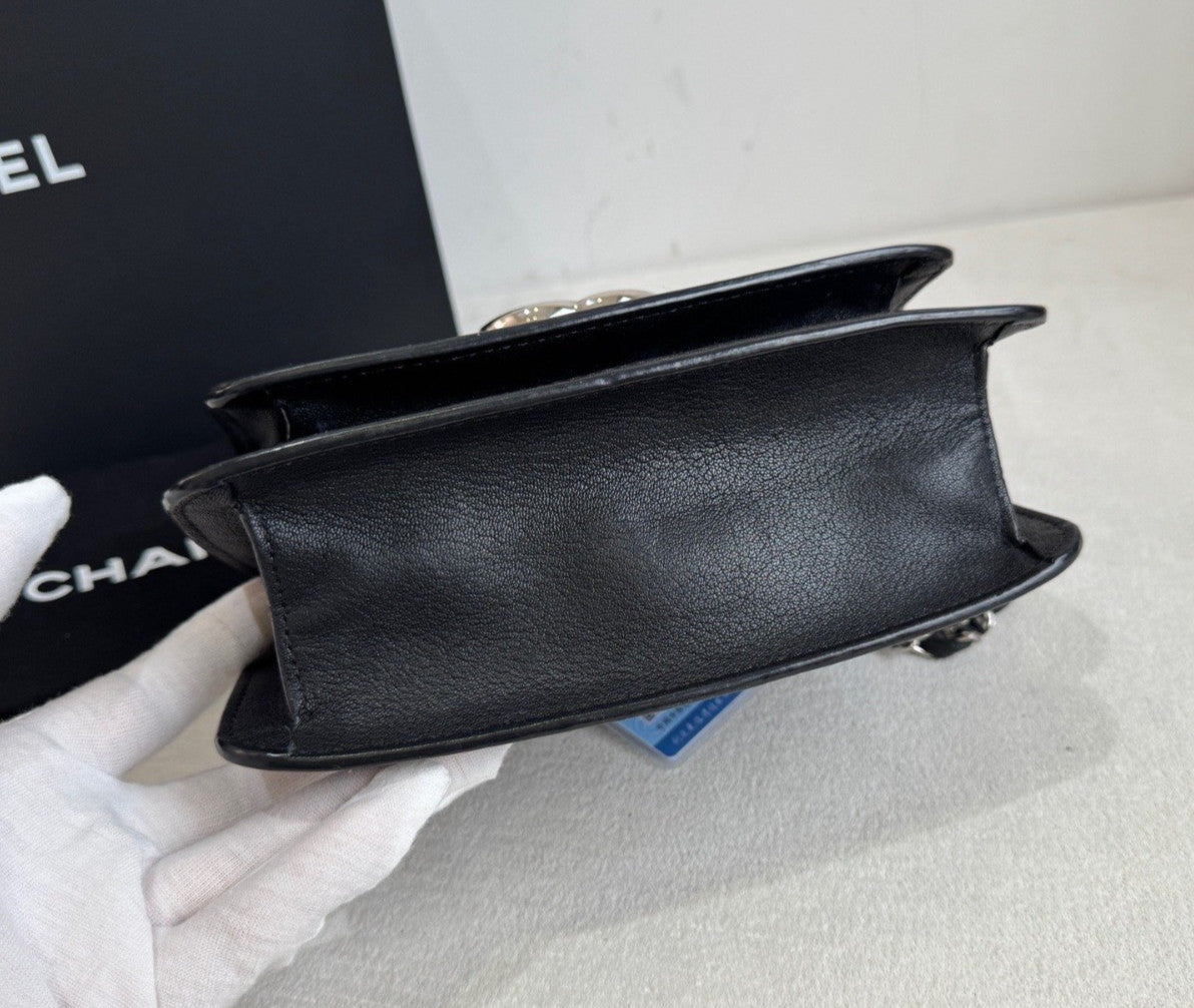 Chanel Cuba Chain 2Way Shoulder Bag Crossbody Black Silver Women Classic