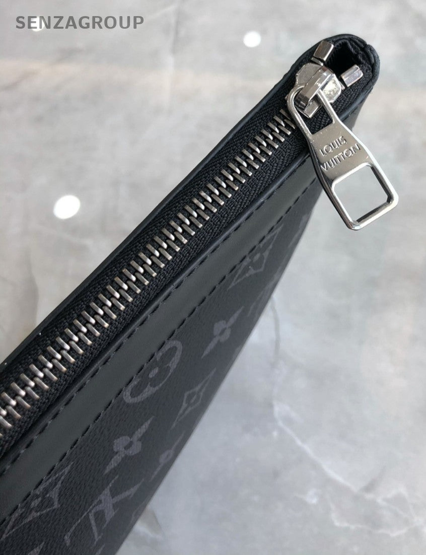 Louis Vuitton Black Monogram Clutch Handbag Black