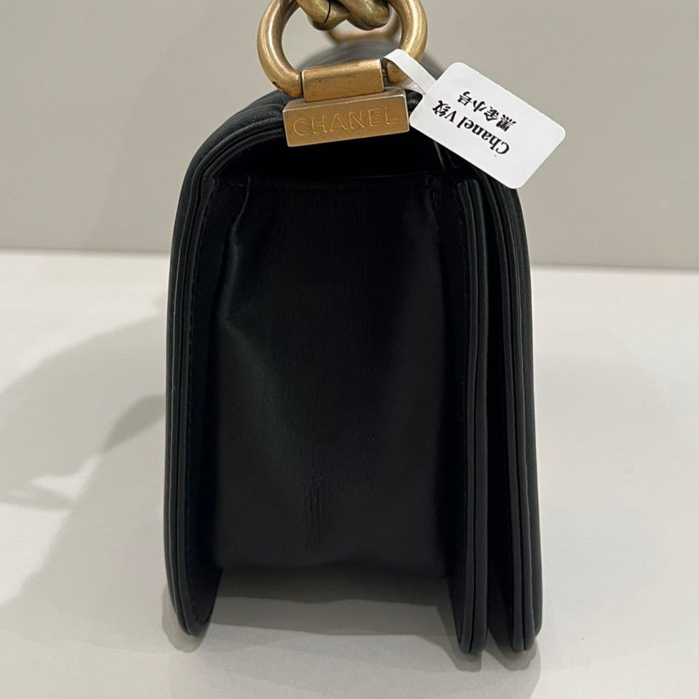 Chanel Le Boy Small Black Gold Chain Shoulder Crossbody Bag Classic