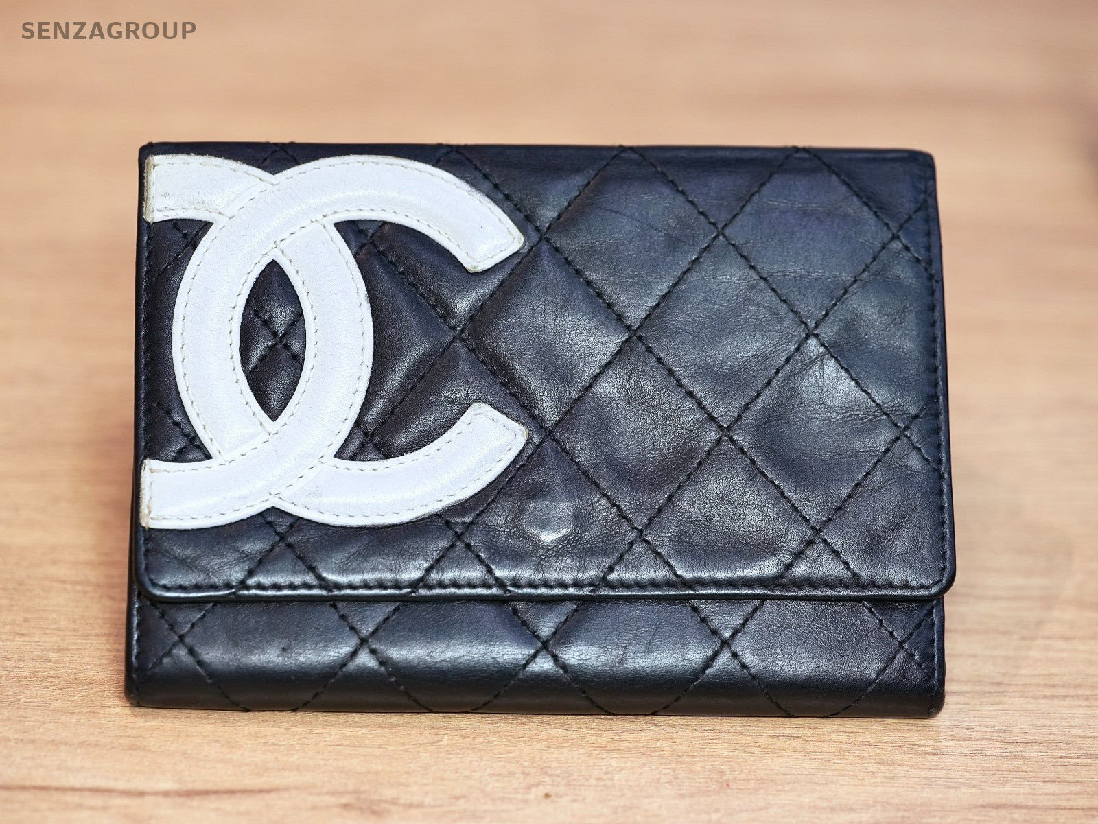 CHANEL Cambon Matelasse Purse Black Wallet Leather
