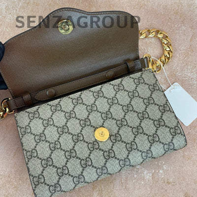 Gucci Horsebit 1955 Envelope WOC Chain Shoulder Bag Brown Gold Women