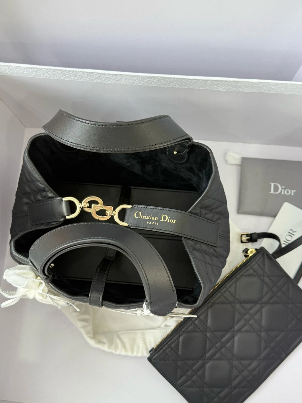 Dior Toujours Small Black Gold Leather Tote Bag For Women