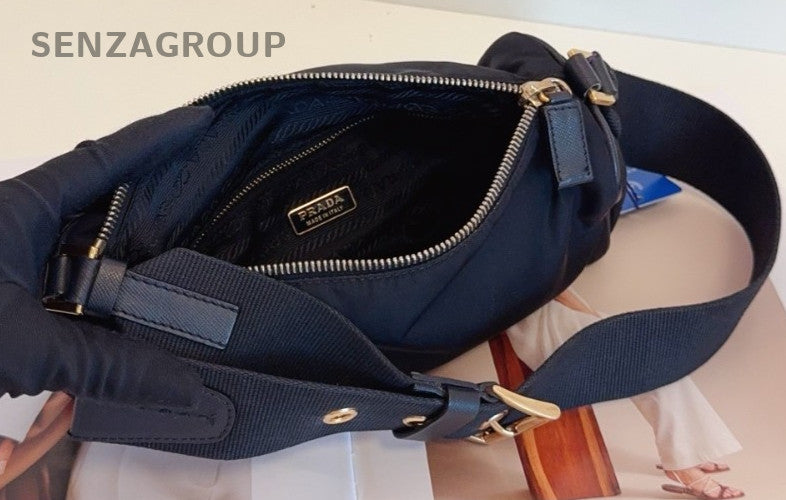Prada Canvas Baguette Cylinder Armpit Shoulder Bag Black Women