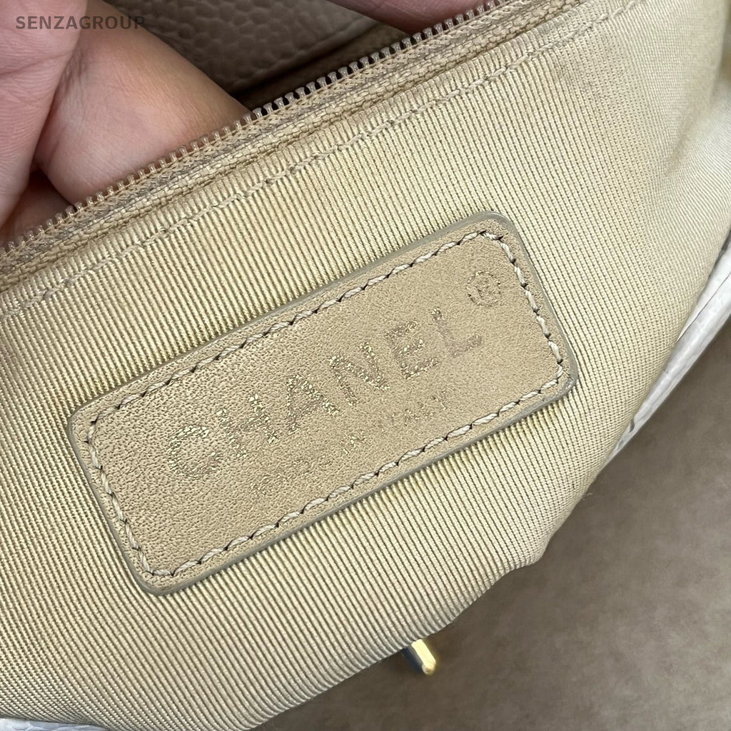 Chanel Classic Flap Chain Shoulder Bag Crossbody White Gold Women Designer