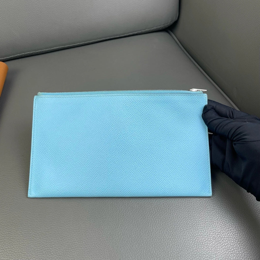 Hermes Calvi Epsom Leather Folded Clutch Bag For Women