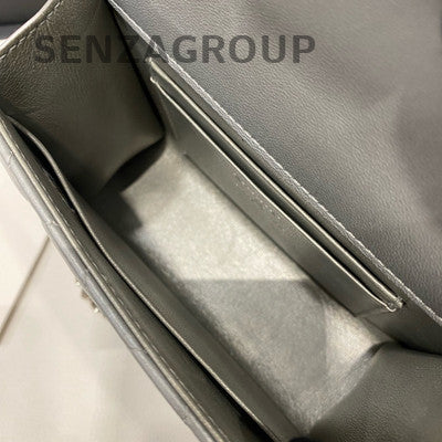 Chanel Kelly Silver Gray Quilted Chain Crossbody Shoulder Bag