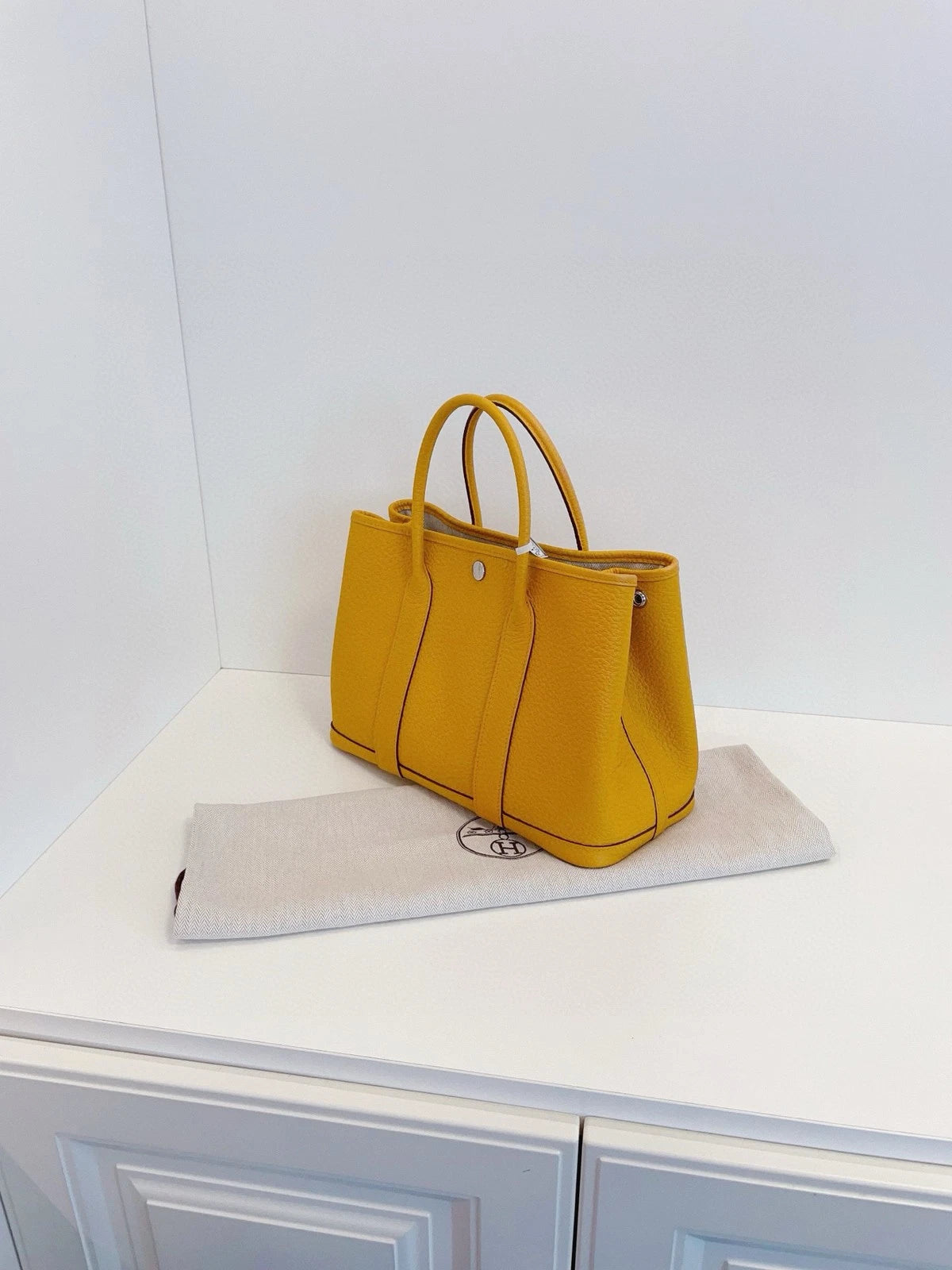Hermes Garden Party30 Women Tote Bag Yellow Silver