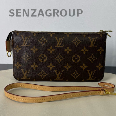 Louis Vuitton Monogram Canvas & Leather Shoulder Bag Brown Gold Hardware