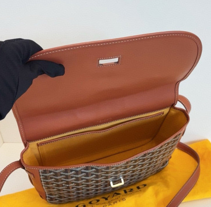 Goyard Belvedere 2Way Shoulder Bag Crossbody Brown Silver Unisex Adults Classic