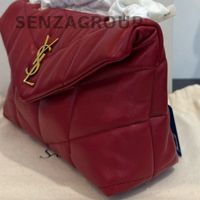 YSL Saint Laurent Puffer Mini Red Lambskin Gold Chain Shoulder Bag