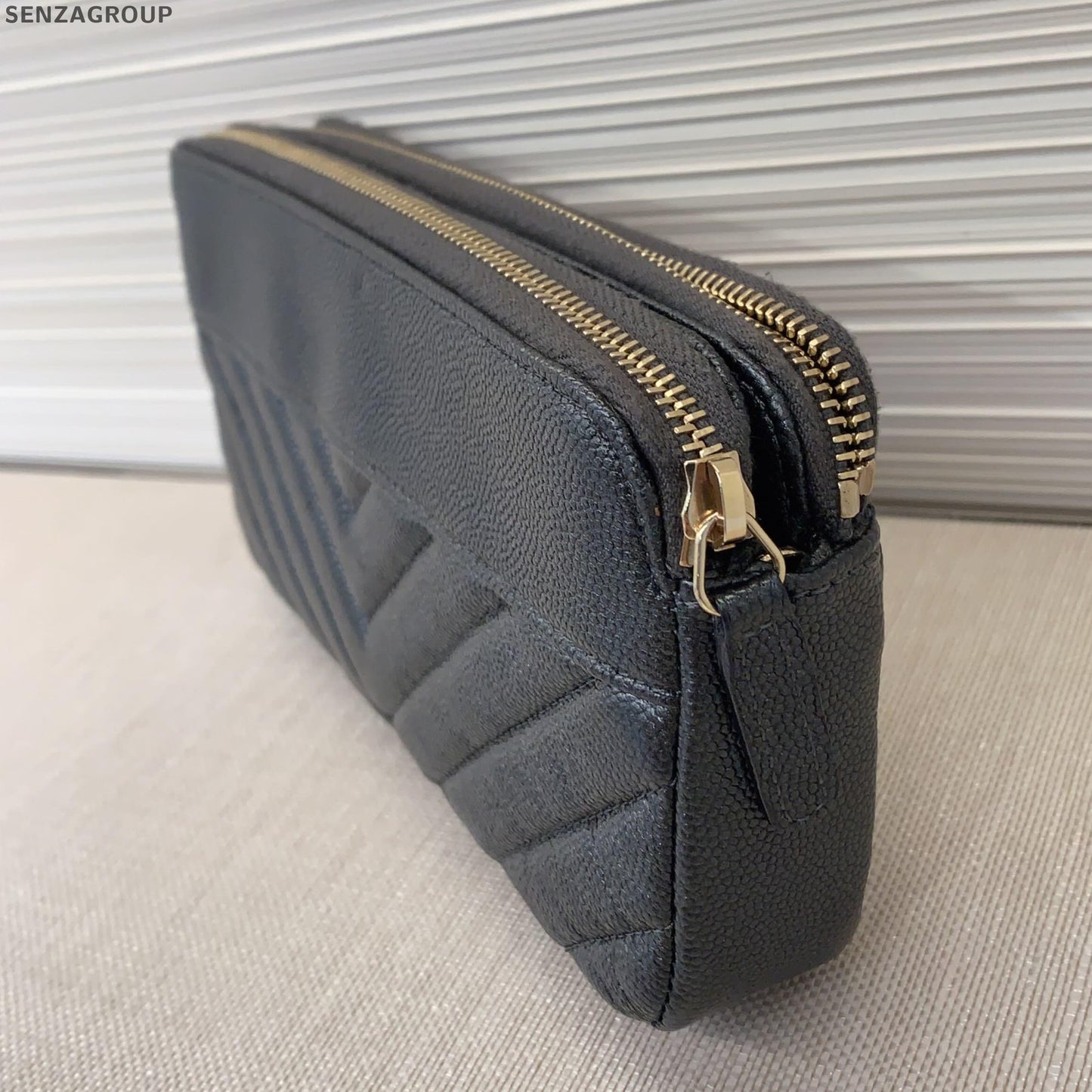 Chanel Quilted Calfskin Phone Crossbody Bag Black Gold Women Classic