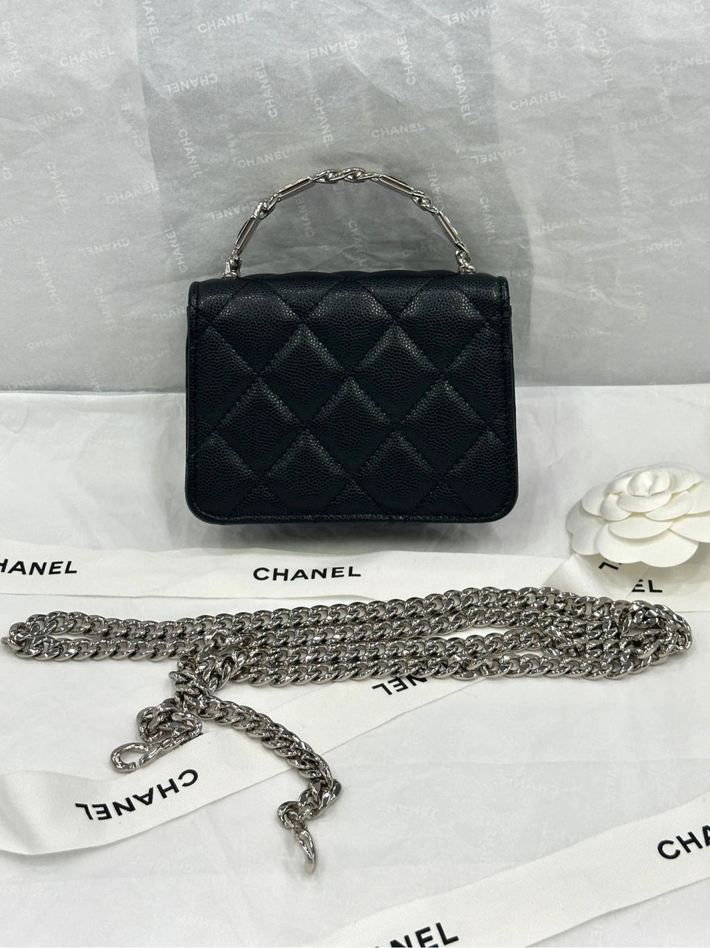 CHANEL Mini WOC Enamel Top Handle Leather Bag For Women