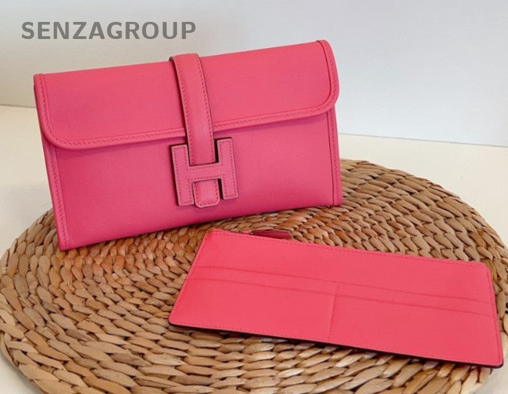Hermes Jige Duo Clutch Chain Shoulder Bag Pink Used Women Designer